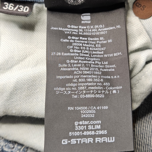 G-Star Raw Men's 3301 Slim Fit Jeans size 36/30 - Picture 12 of 13